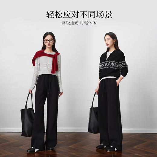 OLrain欧芮儿2025新款秋季显瘦宽松休闲裤松弛感长裤抽绳调节裤子 商品图2