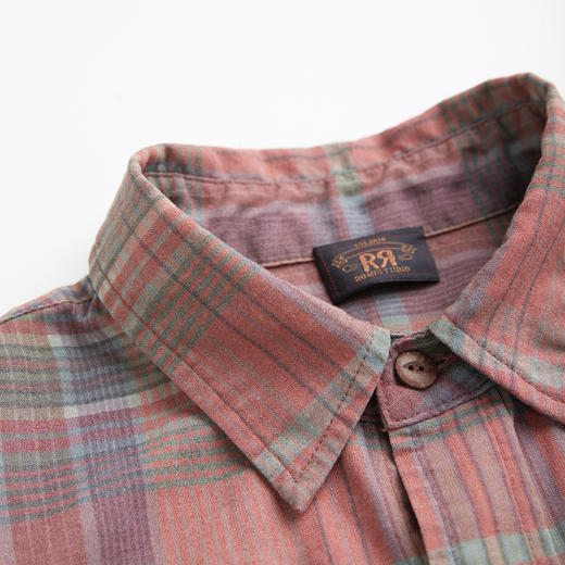 ROMI STUDIO“美式复古”棉麻感双面印花格子翻领衬衫 RWCASY5022  商品图2