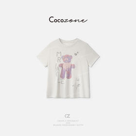 COCO ZONE 刘一一  童趣俏皮减龄系列简约复古洗水T恤 CD1A1172