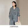 JUDYHUA J For Judy莫兰迪灰夏季极简苎麻西装 商品缩略图0