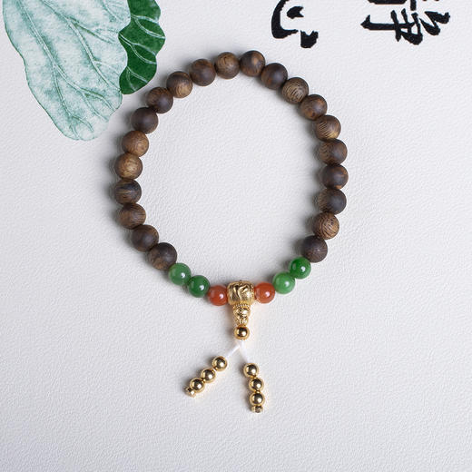 xy0562沉香+碧玉南红手串 商品图0