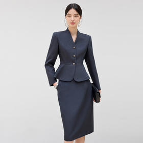 IWY/藏青色西装套裙女秋气质显瘦酒店前台接待工服珠宝店职业装25CS809