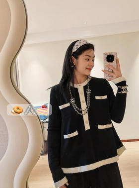 香奈儿25早秋新款手工坊系列拼色半开衫长袖（TM）