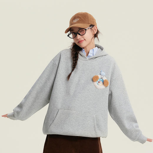 笛莎Deesha青少年女童卫衣2025冬季女童暖皮连帽卫衣 商品图3