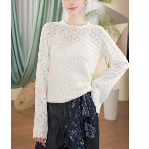 【林栖设计小店】生活在左刺绣镂空针织开衫2025秋季新品显瘦百搭飘逸百搭长袖上衣G1954170 商品图2