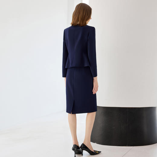 IWY/秋款长袖藏青色西装套裙女优雅气质珠宝设计师工作服职业装25CS826 商品图4