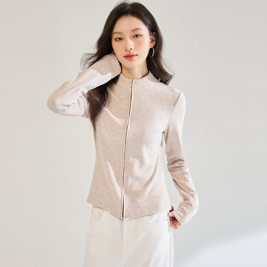 「高货sh」全新升级【铂金会员220/天猫299/差价79】(04854)洛诗琳新款修身显瘦小立领外套2025秋季慵懒针织开衫外套 商品图3