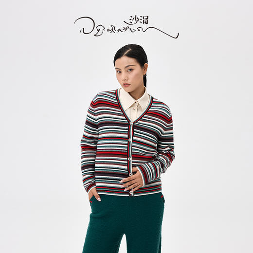 西藏羊绒藏式条纹开衫  SJF96W338N 商品图0