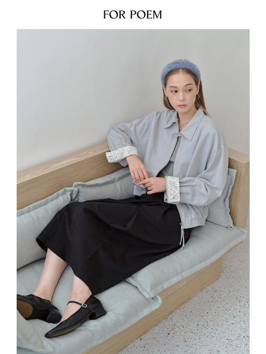 ForPoem 现货 25/FW原创设计可拆卸花朵领子休闲经典夹克外套 商品图1