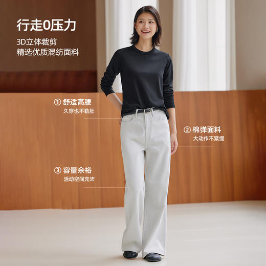 【零压裤】马恩MAXNEW2025女装秋新款黑色高腰牛仔裤宽松直筒裤 商品图3