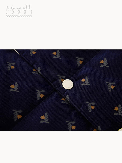 藏青碎花灯芯绒马甲 商品图3