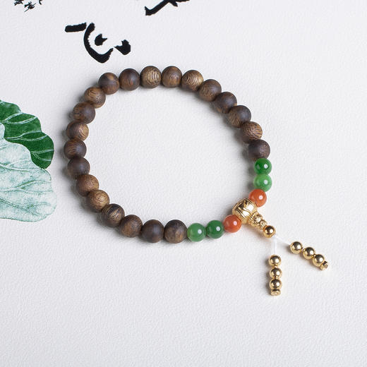 xy0562沉香+碧玉南红手串 商品图1