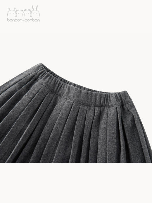 深灰羊毛百褶半裙 商品图3