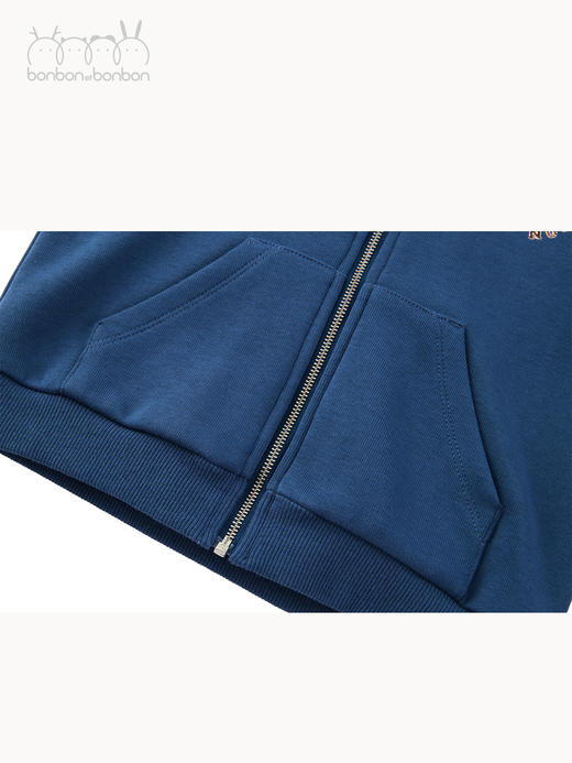 普鲁士蓝针织绣花连帽卫衣套装 商品图4