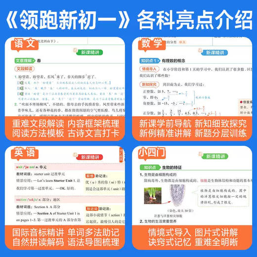 新版 领先新初一 人教版北师大版数学语文英语小四门 商品图3