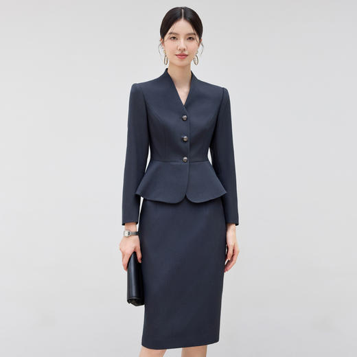 IWY/藏青色西装套裙女秋气质显瘦酒店前台接待工服珠宝店职业装25CS809 商品图1