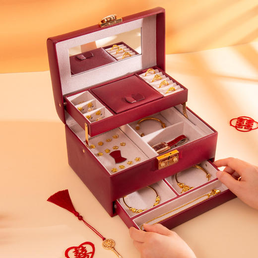 新款结婚首饰盒带锁高档饰品收纳盒22017 商品图1