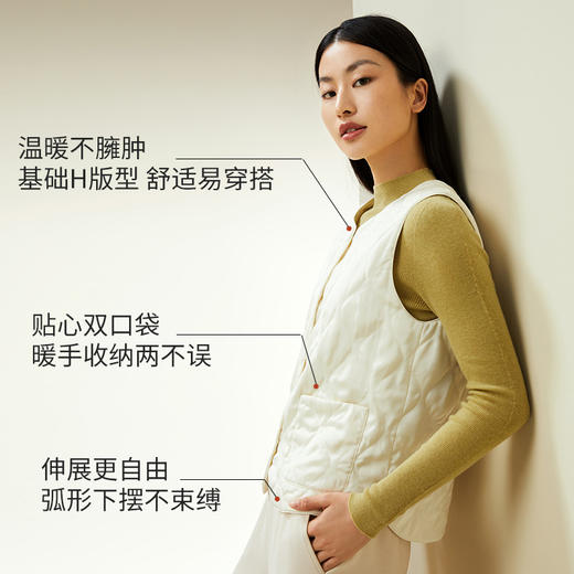 金三塔桑蚕丝填充保暖背心女秋冬新品无袖V领圆领可外穿棉袄马甲（限价款）  NSFDD730 商品图2