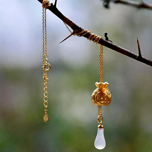 福袋玉髓银项链 一款两戴 招财纳福平安袋 带鉴定证书 商品图6