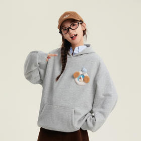 笛莎Deesha青少年女童卫衣2025冬季女童暖皮连帽卫衣