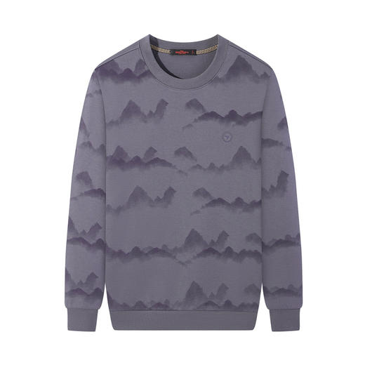 【新疆棉/国风图案】柒牌卫衣男秋季休闲印花中青年长袖圆领上衣129W70230 商品图4