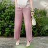 西子/【蜜桃亚麻】亚麻天丝后腰松紧宽松百搭休闲时尚镰刀粉色九分裤/KZTJ230 商品缩略图2