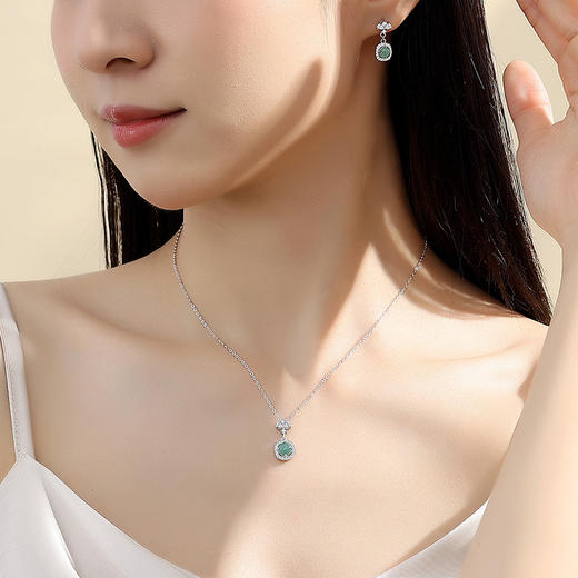 【预售3天】翡翠耳钉925纯银复古新中式耳环女几何轻奢高级感耳饰品E001087B 商品图1