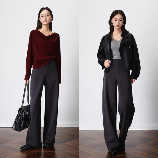 OLrain欧芮儿2025新款女秋季深灰通勤高级百搭时装裤显瘦加厚裤子 商品图2