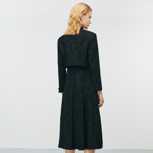 EITIE爱特爱秋季新款新中式改良旗袍暗纹黑色显瘦礼服连衣裙7977612 商品图4