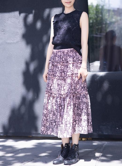 TYNVIE 手工编织钩针纹理花卉钻石图案背心-黑色 商品图9