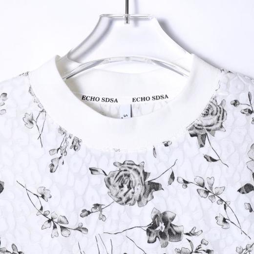 T4579SDSA男士秋冬新款轻奢痞帅男装泡泡植绒圆领长袖T恤花卉印花时尚 商品图2