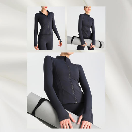 【139元任选2件】跃牌 “晨”系列 新款运动外套女修身显瘦拉链开衫健身瑜伽服裸感速干运动服JLSXWT（活动产品，收货7天内支持退换） 商品图4