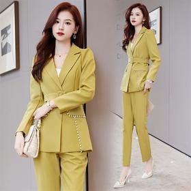 西装套装春秋高级感时尚气质干练修身收腰职业装两件套HBLJRA687