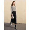 三彩2025冬季新款半身裙松紧高腰直筒裙开叉长裙简约气质女 商品缩略图3