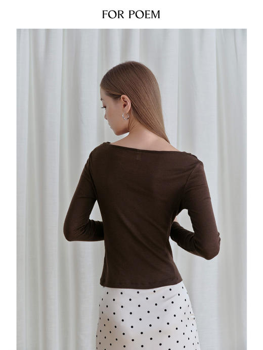 ForPoem 现货 25/FW原创设计羊毛荡领收腰褶皱打底针织上衣 商品图4