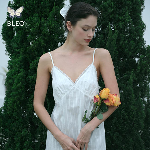 BLEO 全棉圆点提花蕾丝花边三角杯吊带裙 商品图6