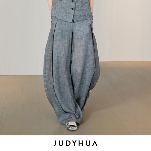 JUDYHUA J For Judy 莫兰迪灰夏季松弛感廓形长裤 商品图0