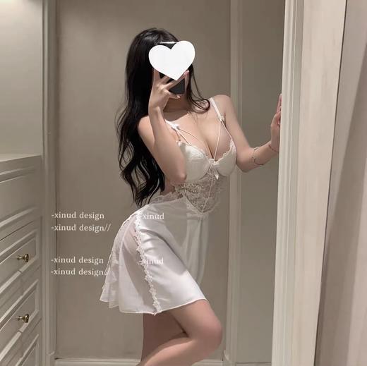【法式蝴蝶结吊带蕾丝睡裙】七夕限定!好辣 性感又可爱❤斩男战袍 自带氛围感的睡衣~深V托 剪裁+蝴蝶结蕾丝边，纯欲天花板 商品图3