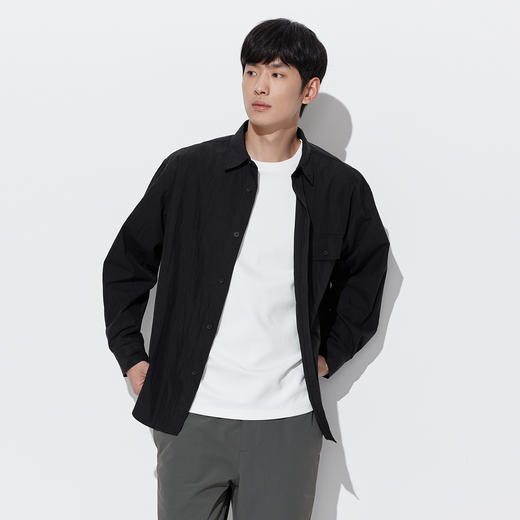 马恩MAXNEW男装2025秋季新款长袖衬衫男士宽松纯色长袖翻领外套男 商品图3