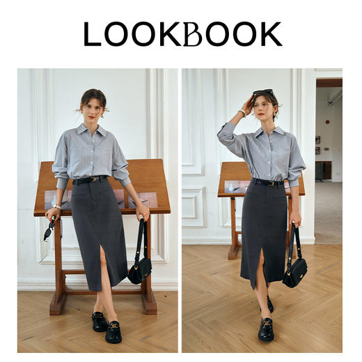 OLrain欧芮儿灰色半身裙女秋季2025年新款小个子气质百搭显瘦半裙 商品图3