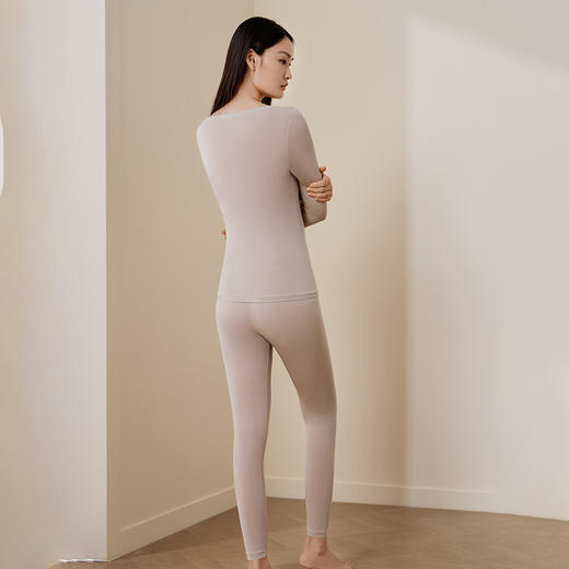 【面膜肌底衣】金三塔桑蚕丝打底高弹温暖亲肤秋衣秋裤保暖内衣女 NZFFC723+NZFFC901 商品图3