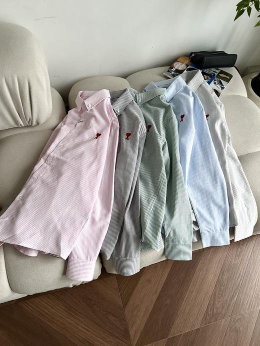 AMI男女同款经典款红色爱心条纹长袖衬衫(ZY*SS) 商品图11