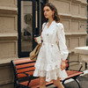 OLrain欧芮儿2025新款女秋季绣花白色法式度假连衣裙流苏绑带长裙 商品缩略图0