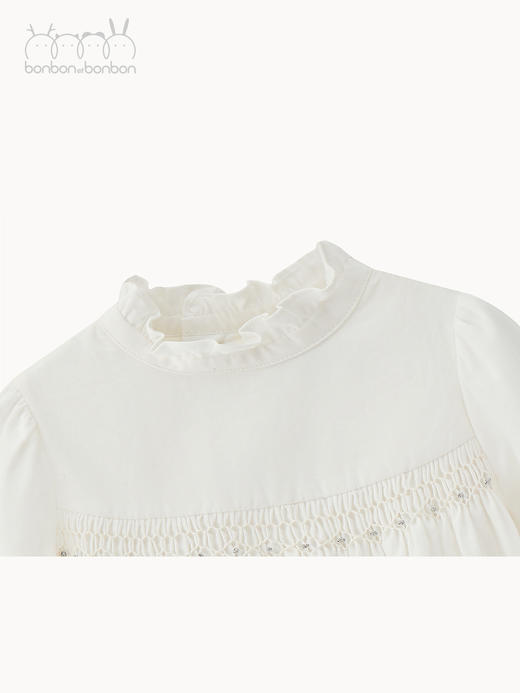 公主领白色缩褶上衣 商品图2