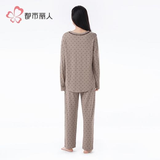 都市丽人睡衣阳离子牙签条速暖绒女士家居服长袖长裤套装LHH2M4 商品图3
