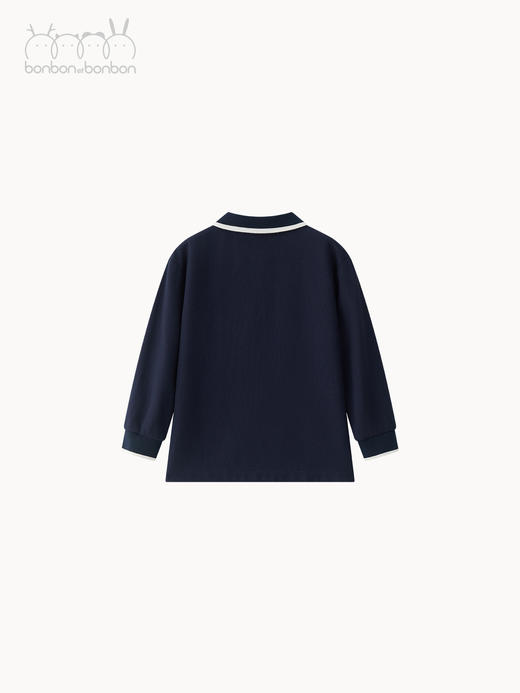 藏青撞色绣花polo衫 商品图1