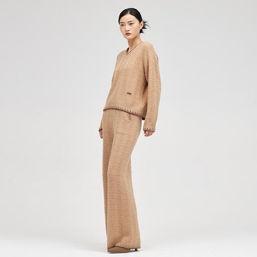 羊绒手工缝边女V领长袖套衫  SJF96W250N 商品图1