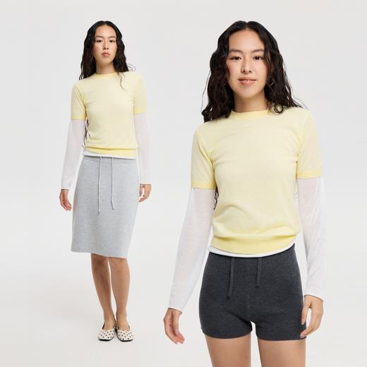 oneup羊毛卷边圆领针织衫 商品图2