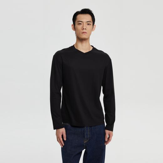 丝光桑蚕丝v领合身长袖 商品图3