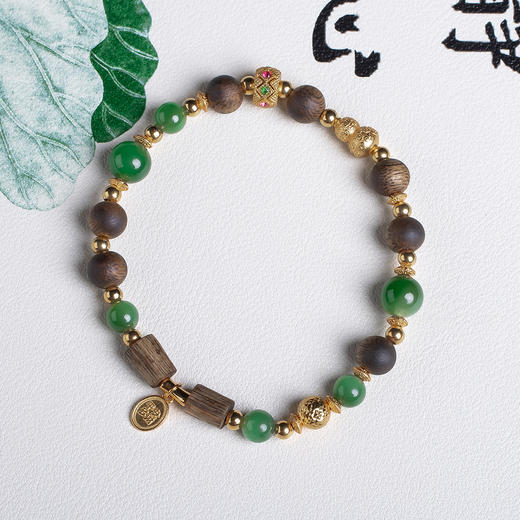 xy0559沉香+碧玉手串 商品图0